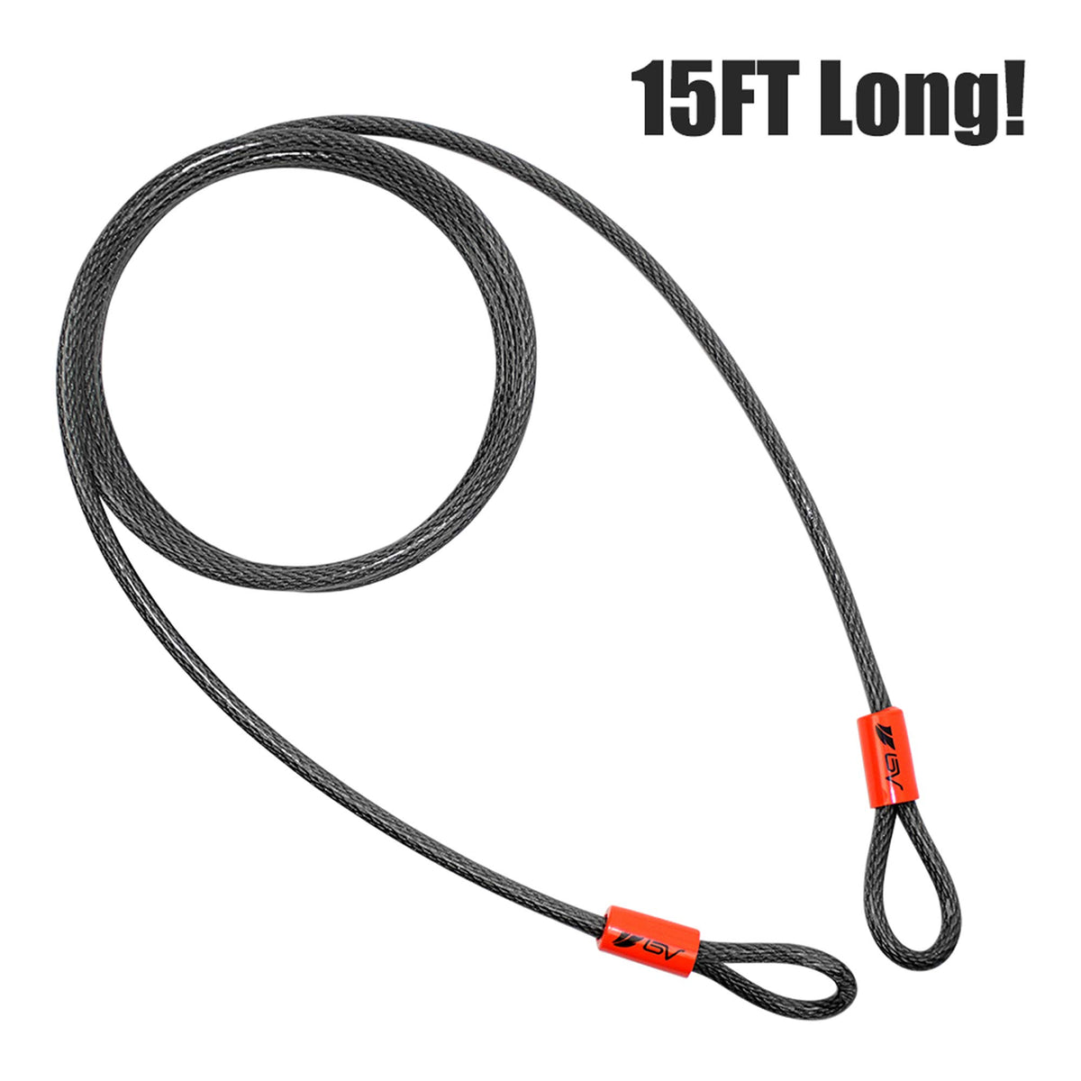 BV Heavy-Duty 15FT security cable ready for outdoor use, weatherproof
