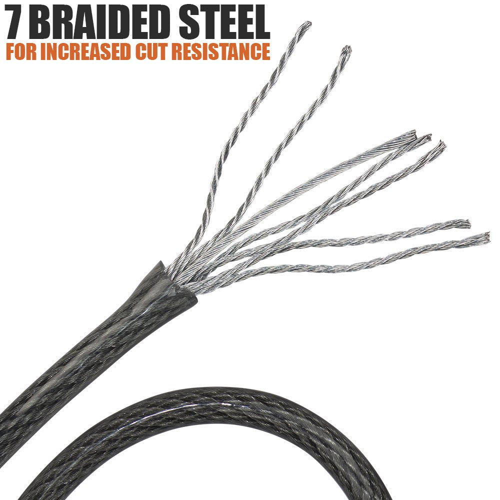 BV cable threaded through bike frame with lock for secure cycling