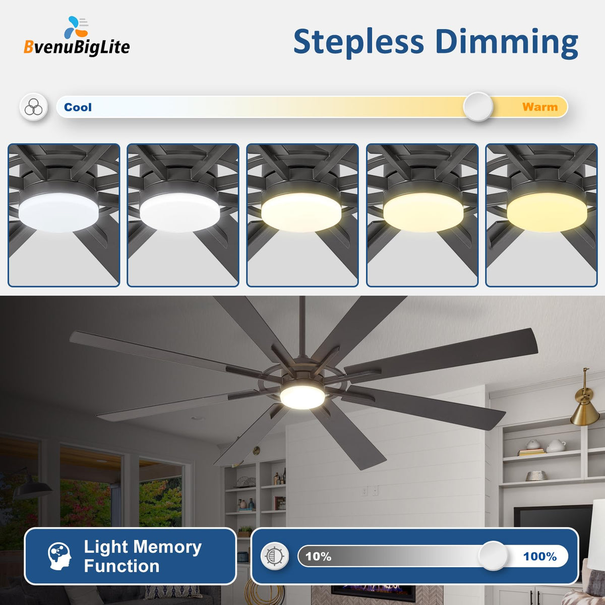 BvenuBigLite memory function restores your last settings automatically.