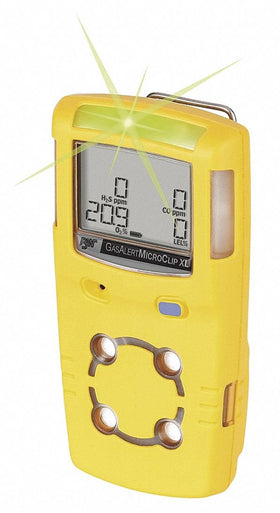 BW Technologies MCXL-XWHM-Y-NA front view: lightweight four-gas detector for easy wear.