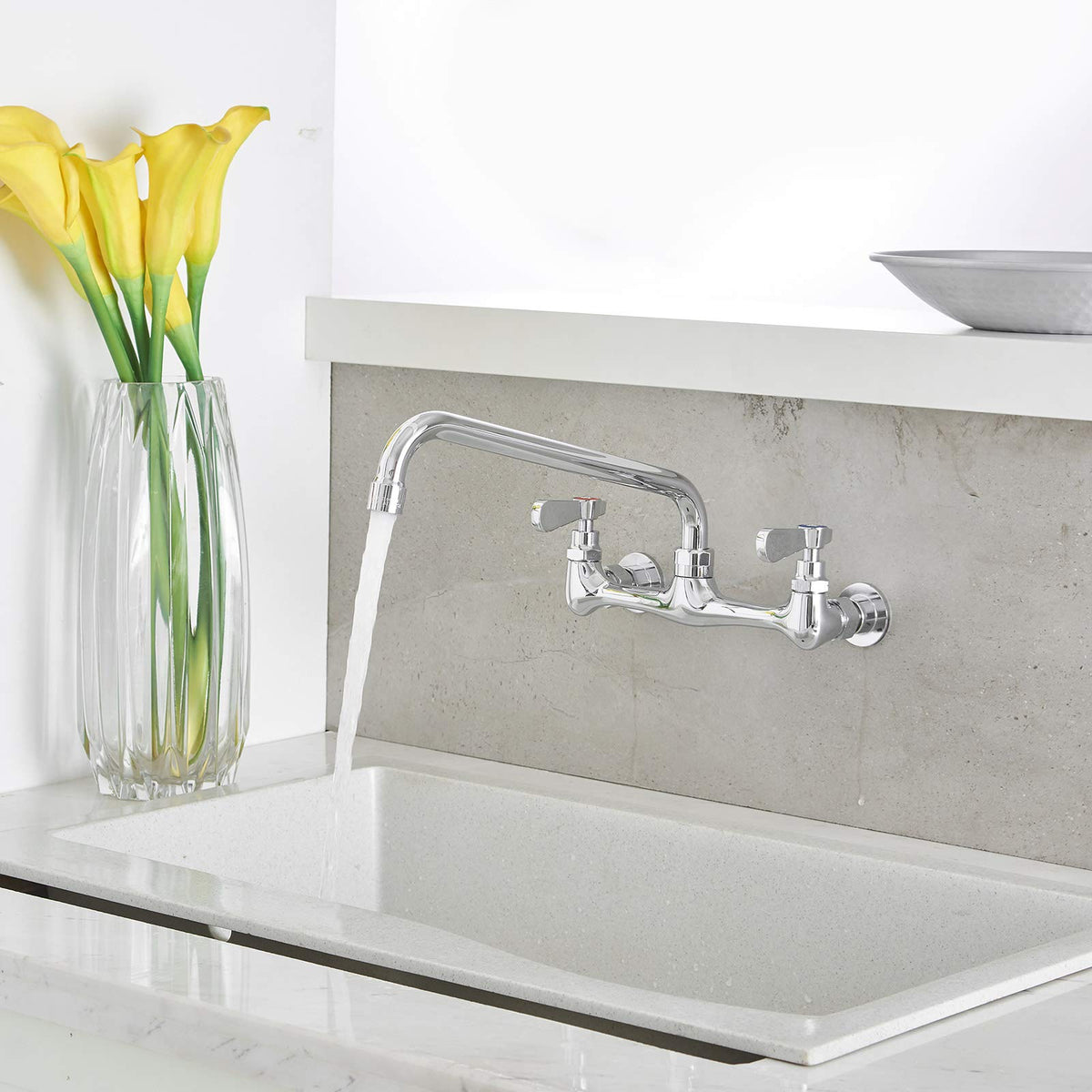 BWE 360-degree swivel spout helps access every corner of the sink.