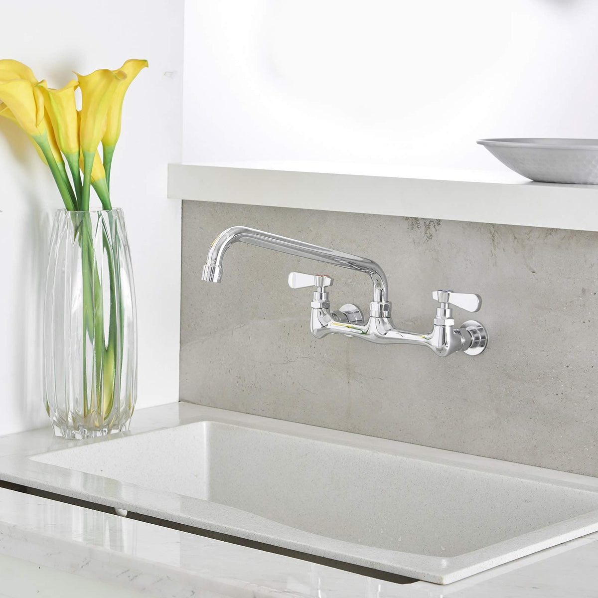 BWE 8-inch center commercial faucet fits large sinks with reach.