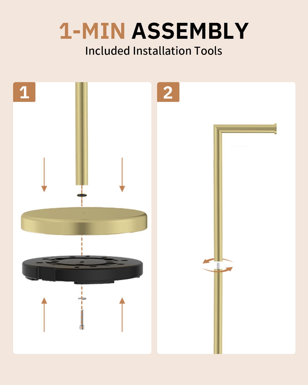 BWE brushed-gold finish complements modern bathroom decor and fixtures.
