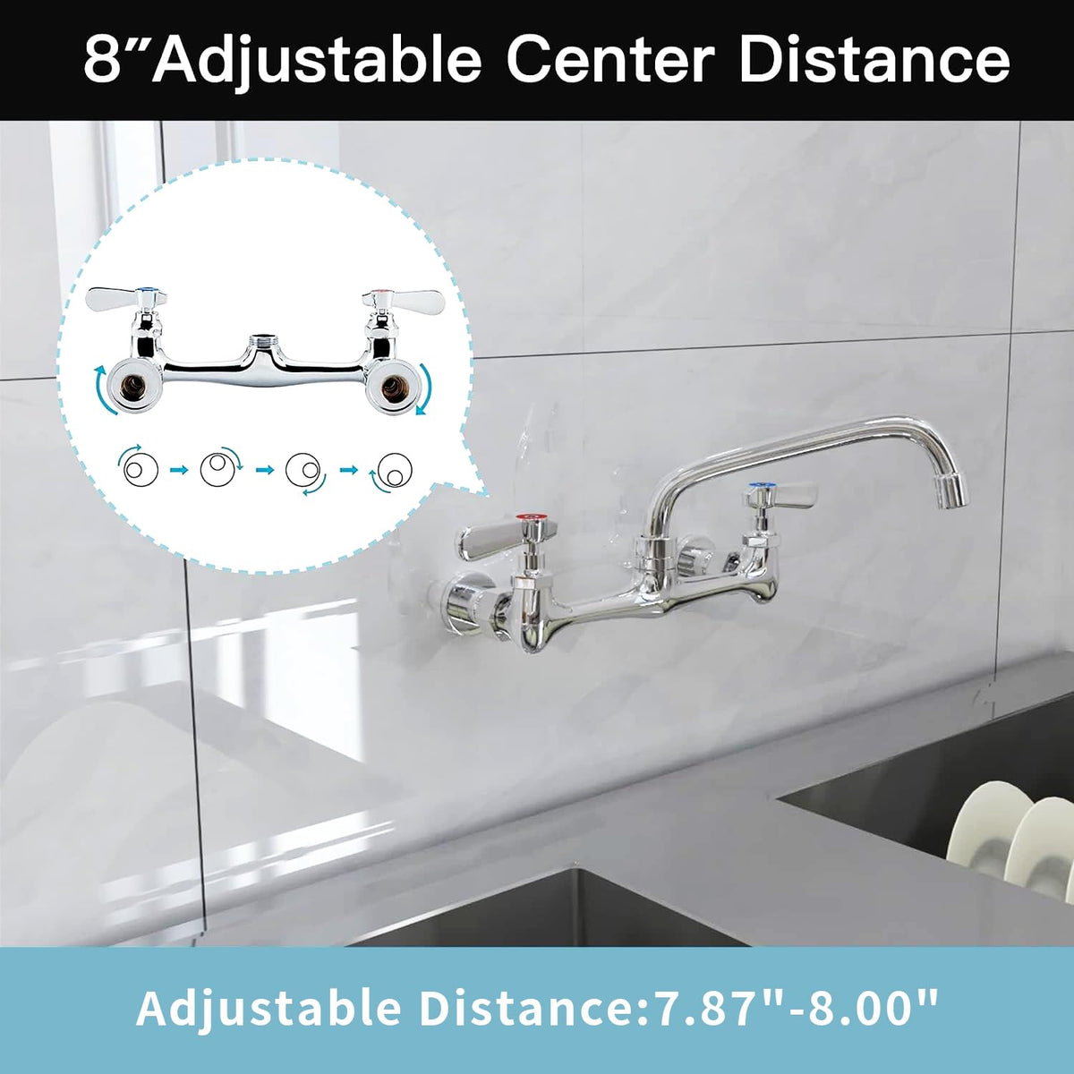 BWE dual-handle control for precise hot and cold water access.