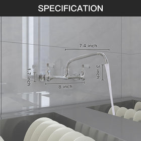 BWE gooseneck spout at 7.4 inches provides ample reach for tasks.