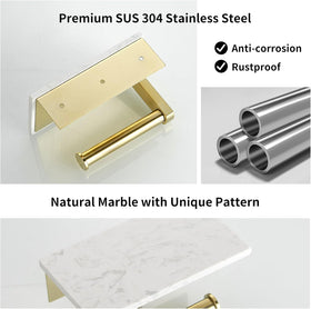 BWE marble shelf holds phone and essentials for hands-free routines.