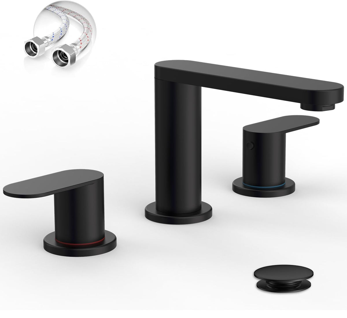 BWE matte black faucet 8-inch 3-hole for modern bathroom upgrades