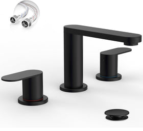 BWE matte black faucet 8-inch 3-hole for modern bathroom upgrades