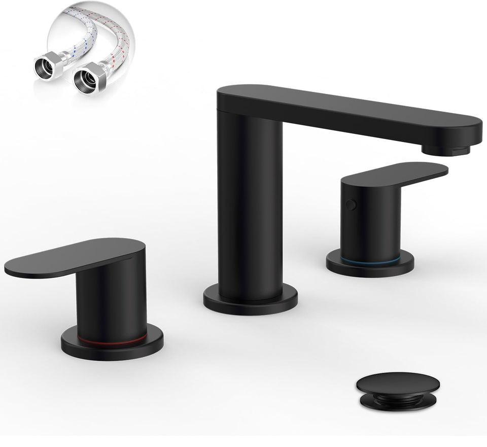 BWE matte black faucet 8-inch 3-hole for modern bathroom upgrades
