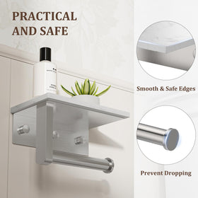 Marble shelf provides place for phone, wipes, or fragrance.