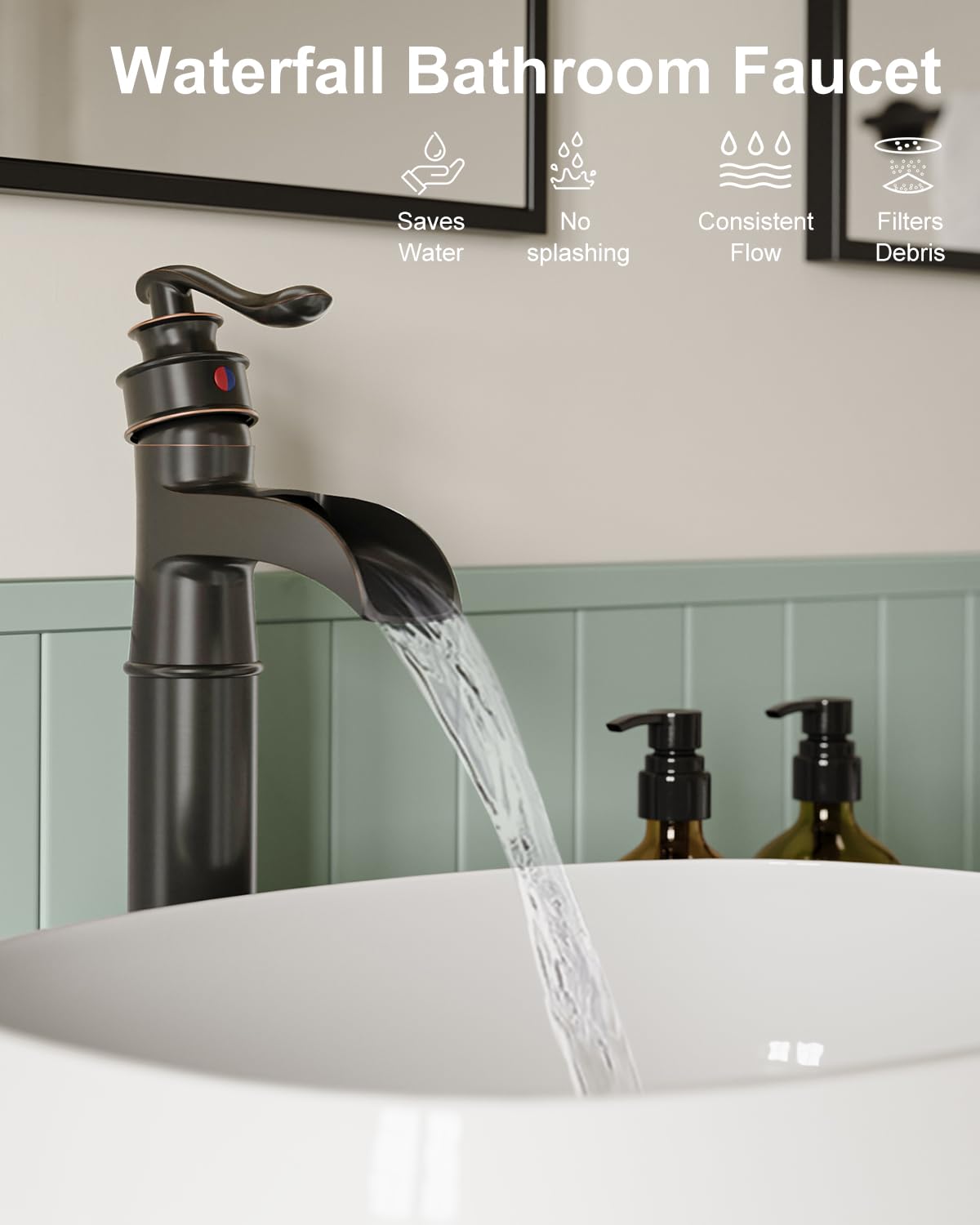 BWE vessel sink faucet with tall body for a striking vanity setup.