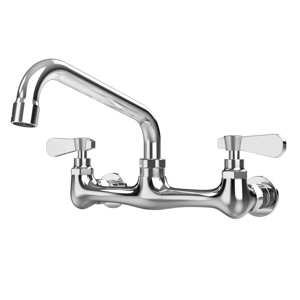 BWE wall-mount faucet with 8-inch center for commercial kitchens and utility sinks.