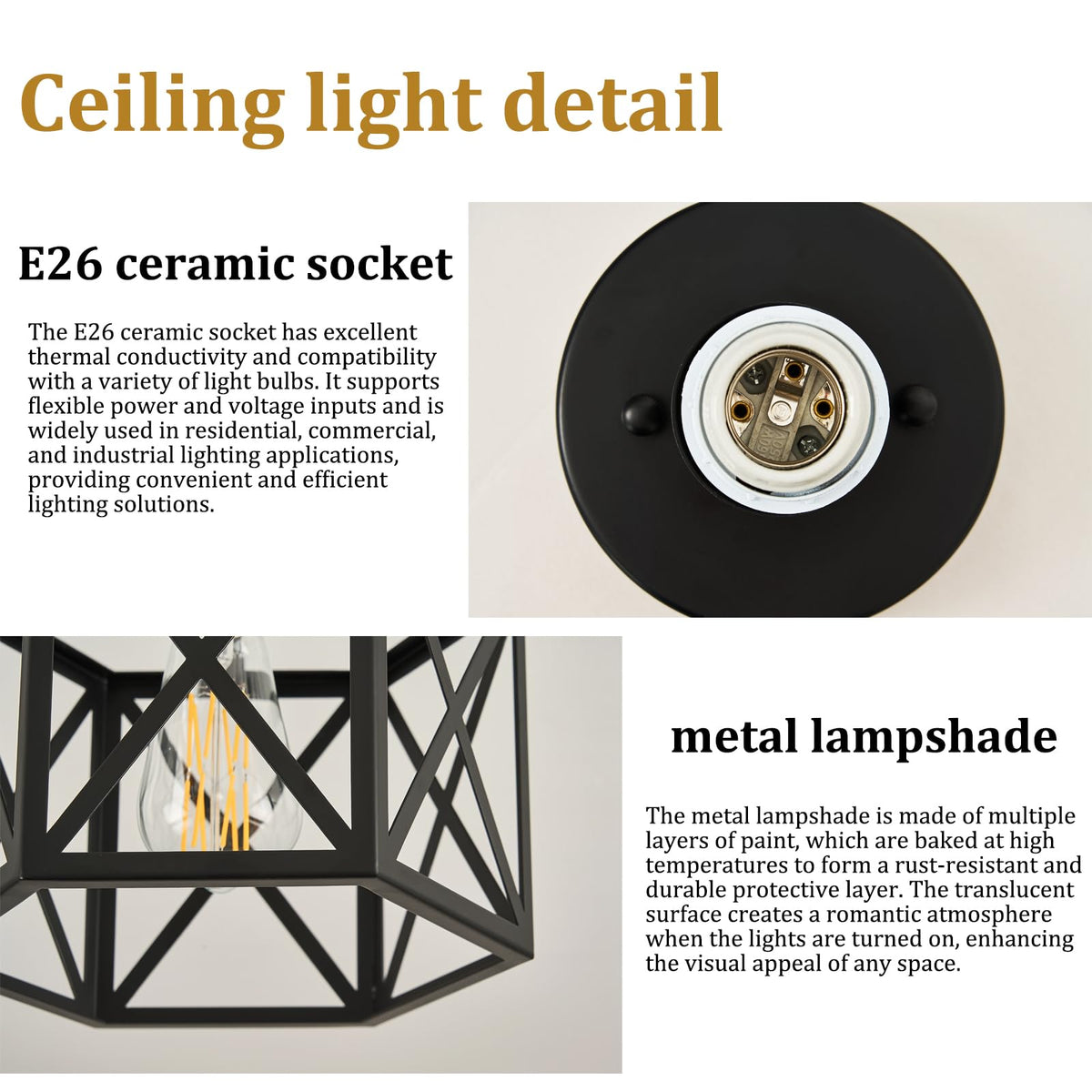 Bwxcie bedroom and living room light with bold black finish