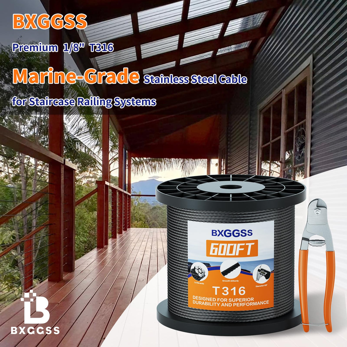 BXGGSS professional cable cutters and hardware included for efficient, precise installation.