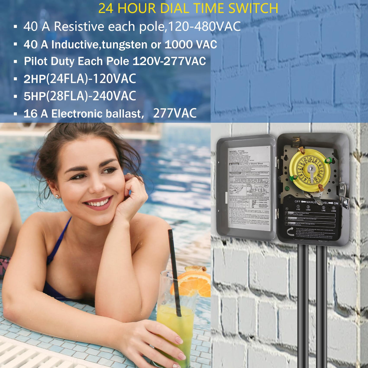 Bxmgr T104 24-hour dial detail enables up to 12 on/off cycles daily.