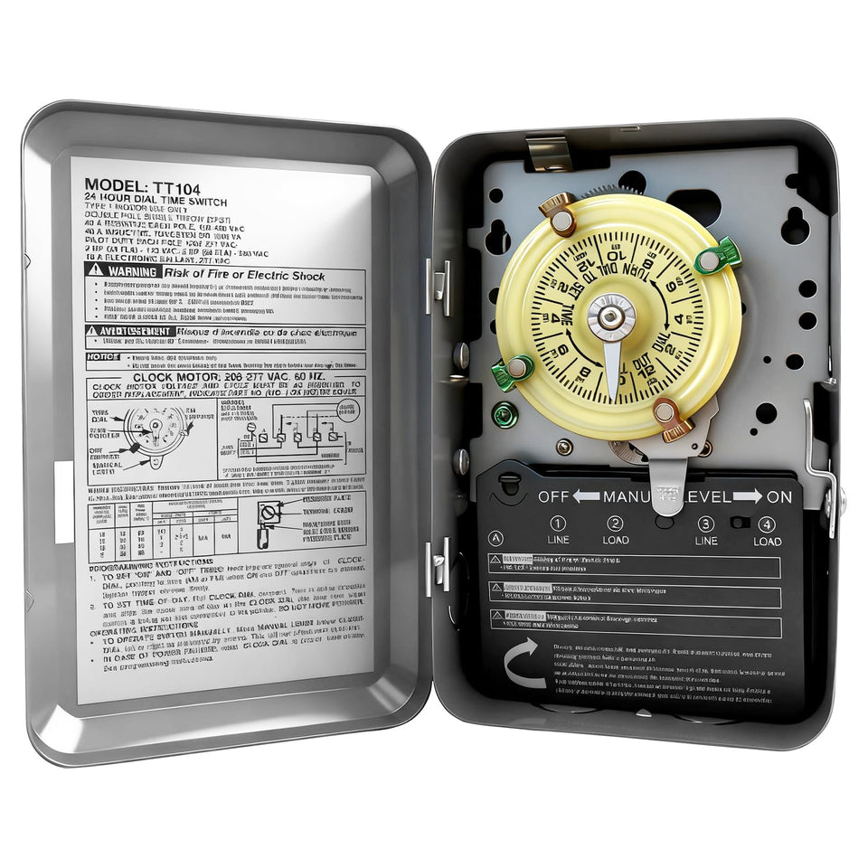 Bxmgr T104 mechanical timer dial 24h for precise daily scheduling of pumps and lights.