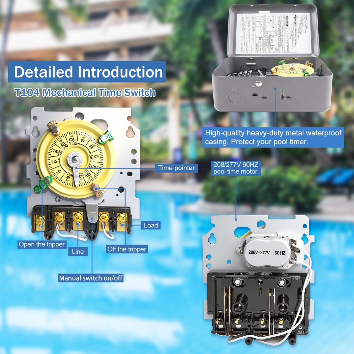 Bxmgr T104 outdoor metal casing protects the timer in harsh weather.