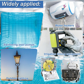 Bxmgr T104 outdoor wall-mount timer guards against moisture while powering pool equipment.