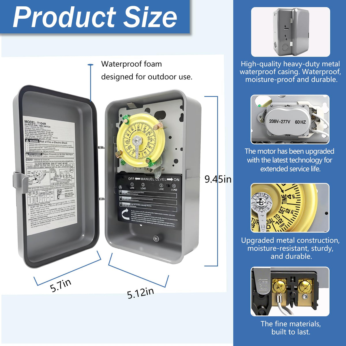 Bxmgr T104R heavy duty metal case protecting timer outdoors