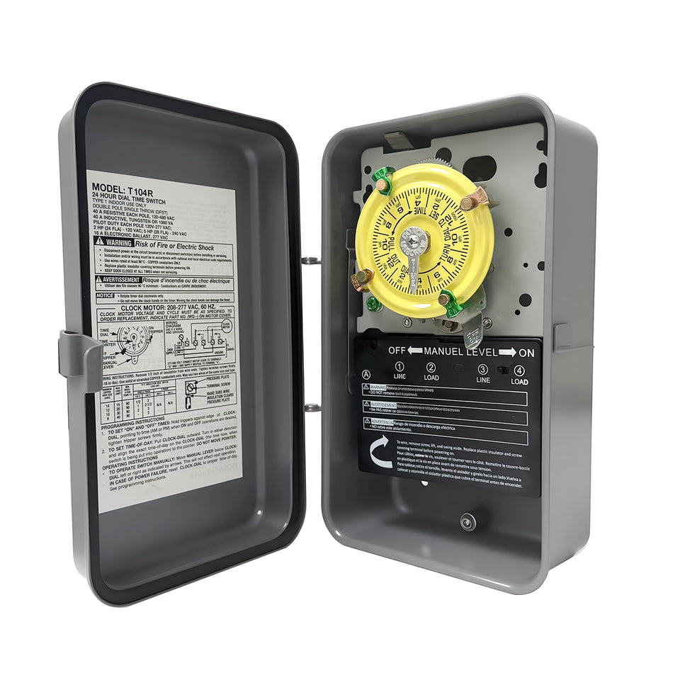 Bxmgr T104R outdoor timer dial showing 24 hour schedule for pool pump