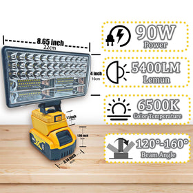 Byczone cordless LED work light 90W beam for wide-area illumination