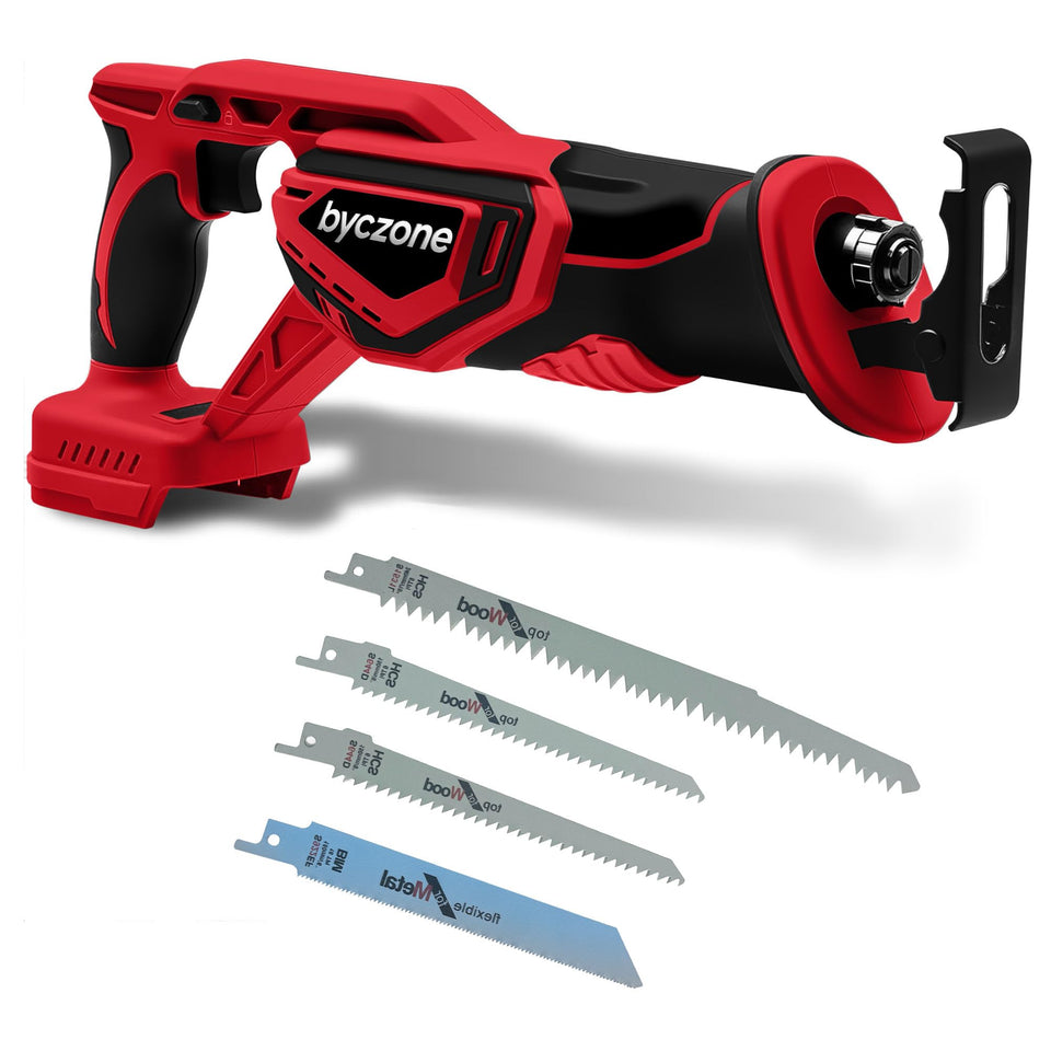 Byczone cordless reciprocating saw with Milwaukee 18V compatibility for seamless battery integration.