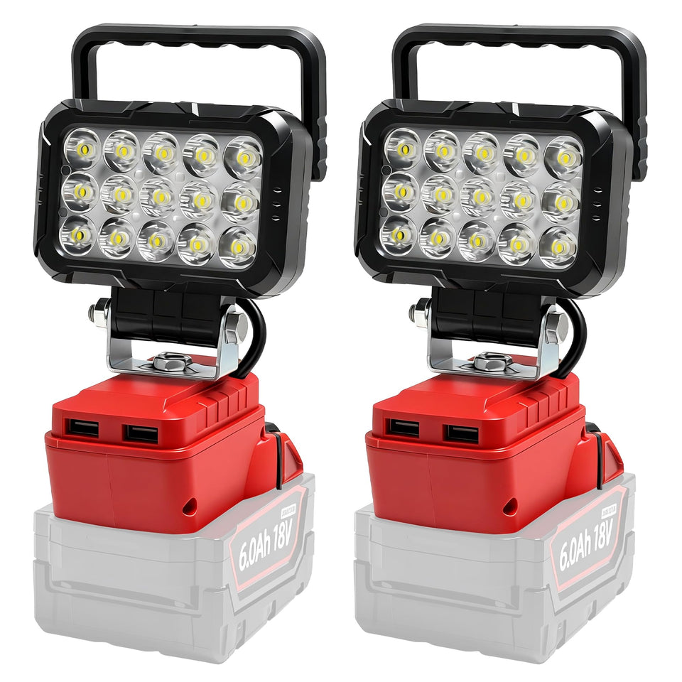 Byczone cordless work light compatible with Milwaukee 18V batteries for flexible on-site use.