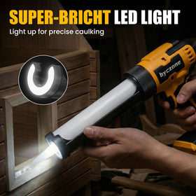 LED-lit nozzle area improves visibility for accurate caulking in tight spaces.