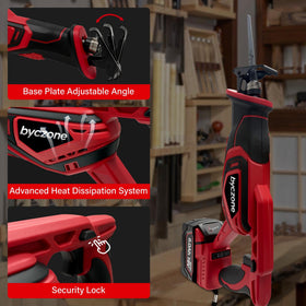 Pivoting shoe and safety features support controlled, stable cuts.