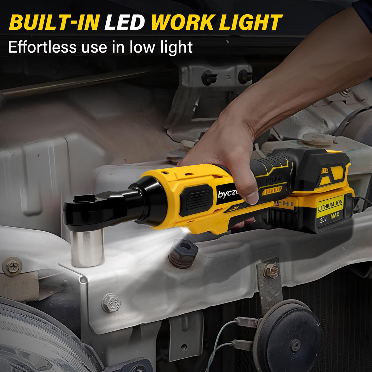 Safety lock switch prevents accidental activation during storage.