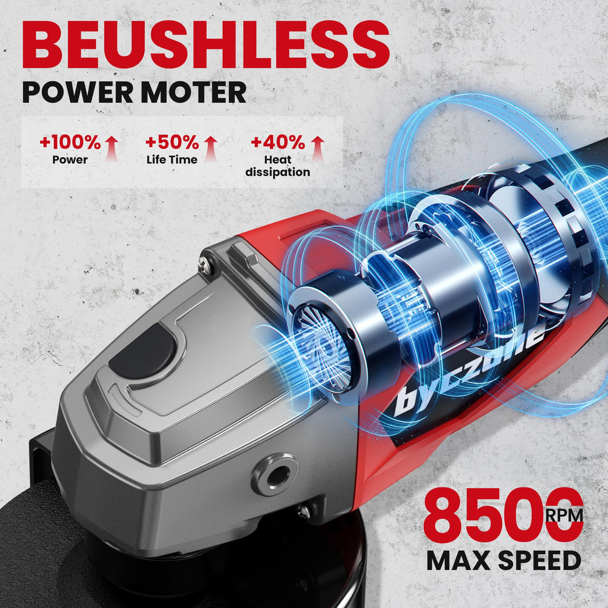 Byczone grinder with three-speed control for precise adjustments across tasks.