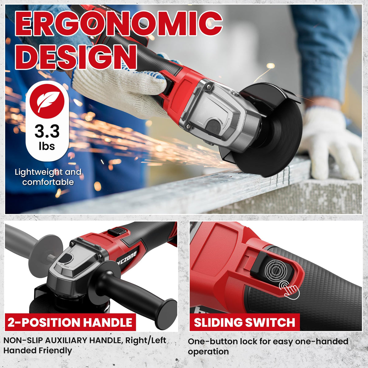 Byczone tool-free disc change enables quick accessory swaps.