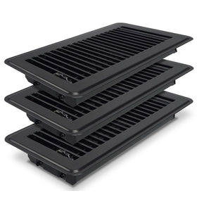 BYEWIRE 4x10 floor register front view shows durable steel for high-traffic areas.