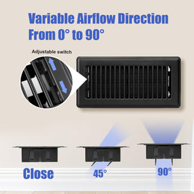 BYEWIRE floor register damper close-up indicating quiet, smooth operation and adjustable airflow.
