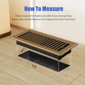 BYEWIRE floor register 4x10 adjustable damper provides quiet, customizable airflow.