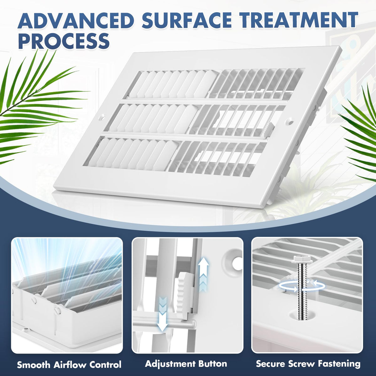 BYEWIRE steel HVAC register cover in white finish