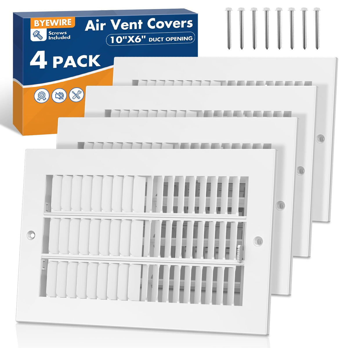 BYEWIRE vent cover on wall showing 10x6 opening for balanced airflow
