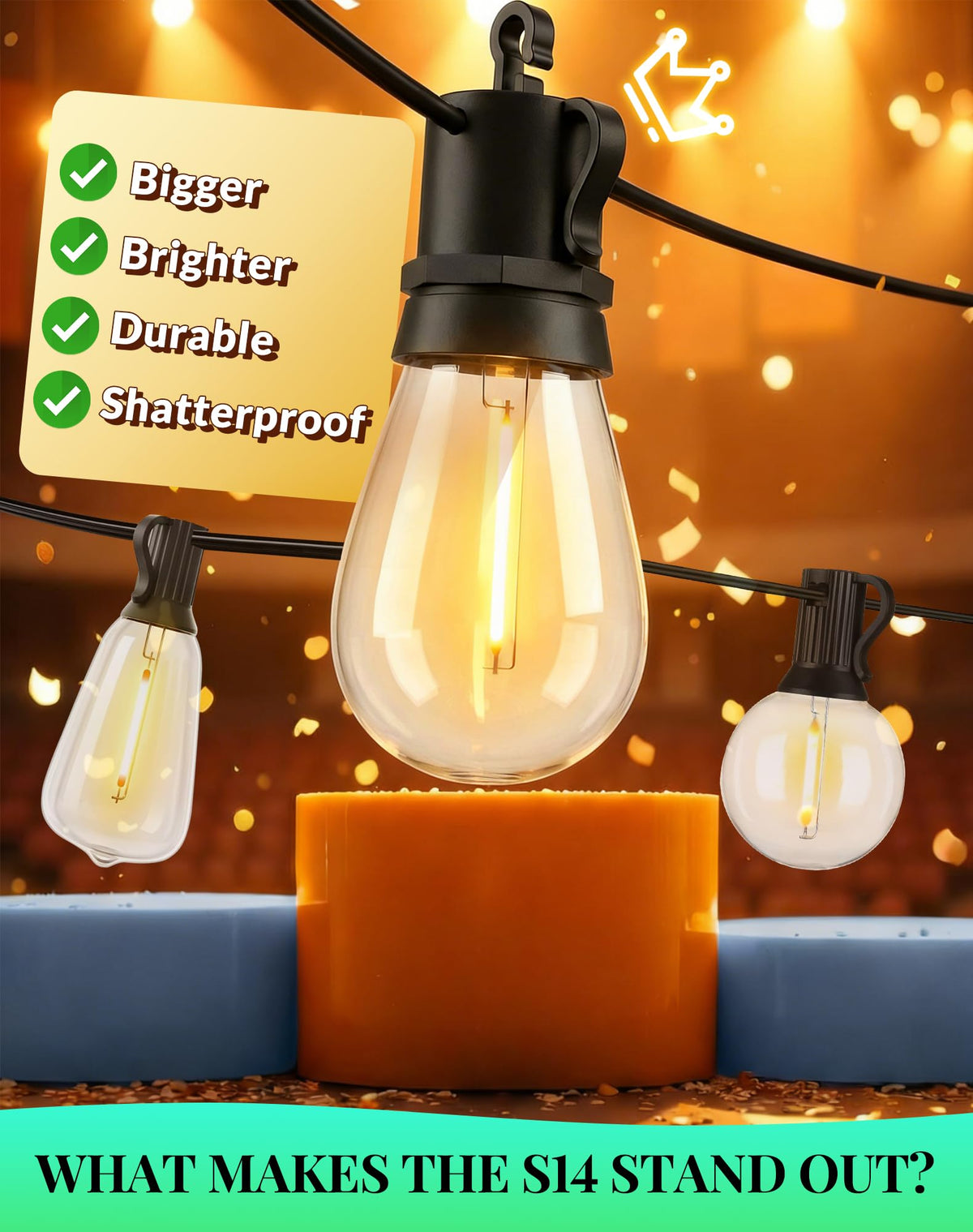 BYGUQ 100ft patio lights connectable for large spaces and seamless extended coverage.