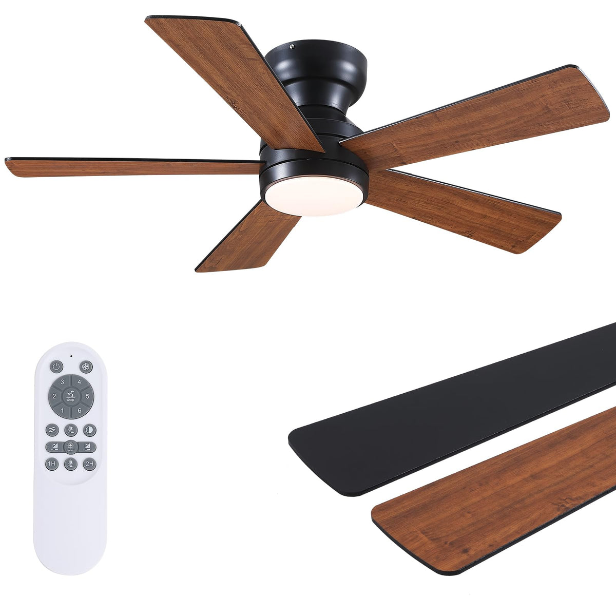 BYKISTOK 46in ceiling fan lights in a single view showing integrated illumination and blades