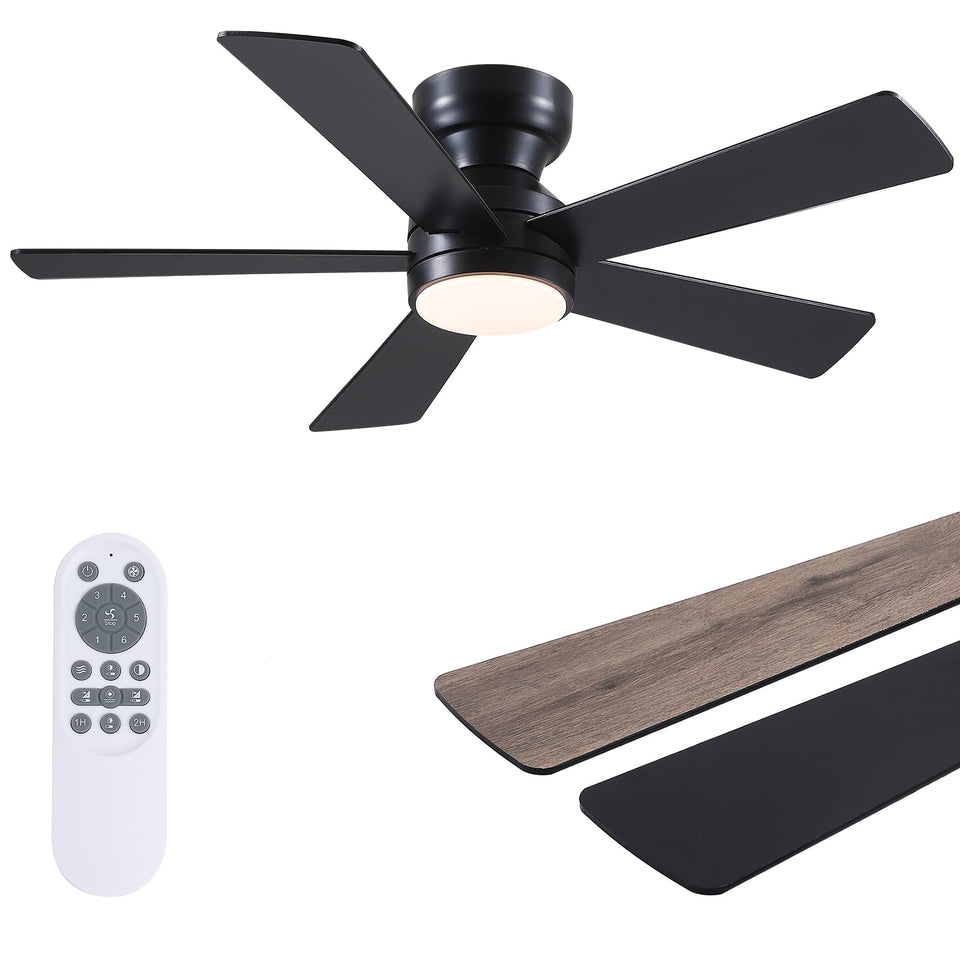 BYKISTOK 46-inch black ceiling fan with remote for easy, all-in-one comfort.