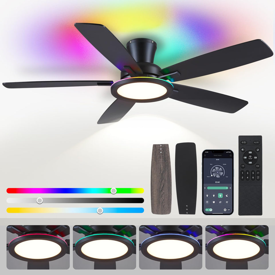 BYKISTOK flush mount fan with LED panel brightens rooms and suits modern decor