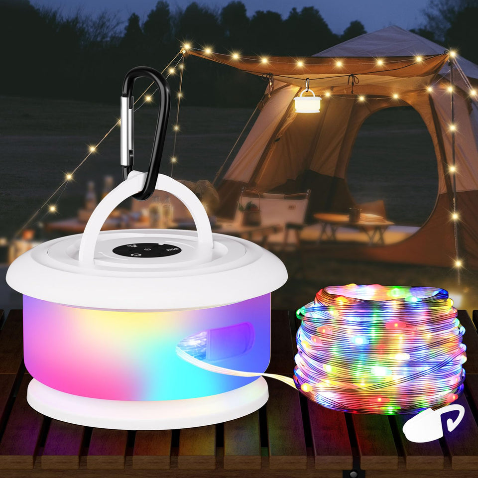 Bylitodt camping string lights retractable 10m for quick outdoor setup