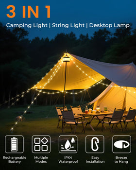 Bylitodt portable hanging lantern lights for easy camp setup and night reading.