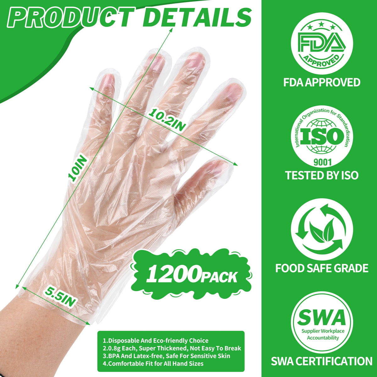 BYMORE clear food service gloves ideal for quick food prep and service