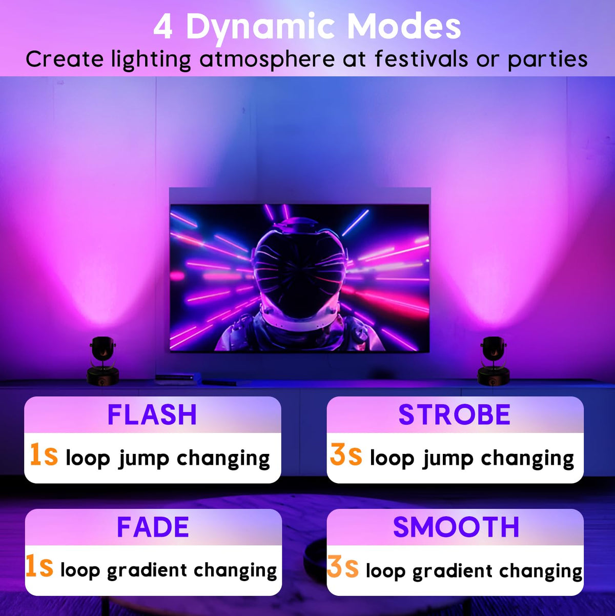 BYQY 7W RGBW uplight set in a bar or gaming room atmosphere