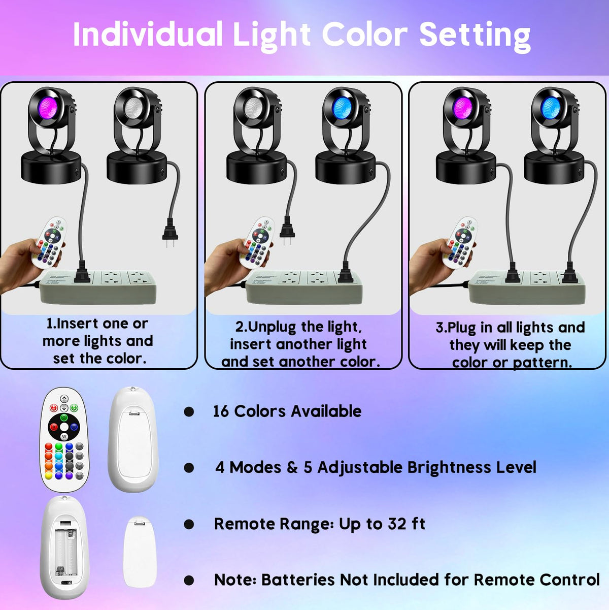 BYQY 7W RGBW uplight plug-and-play setup without tools