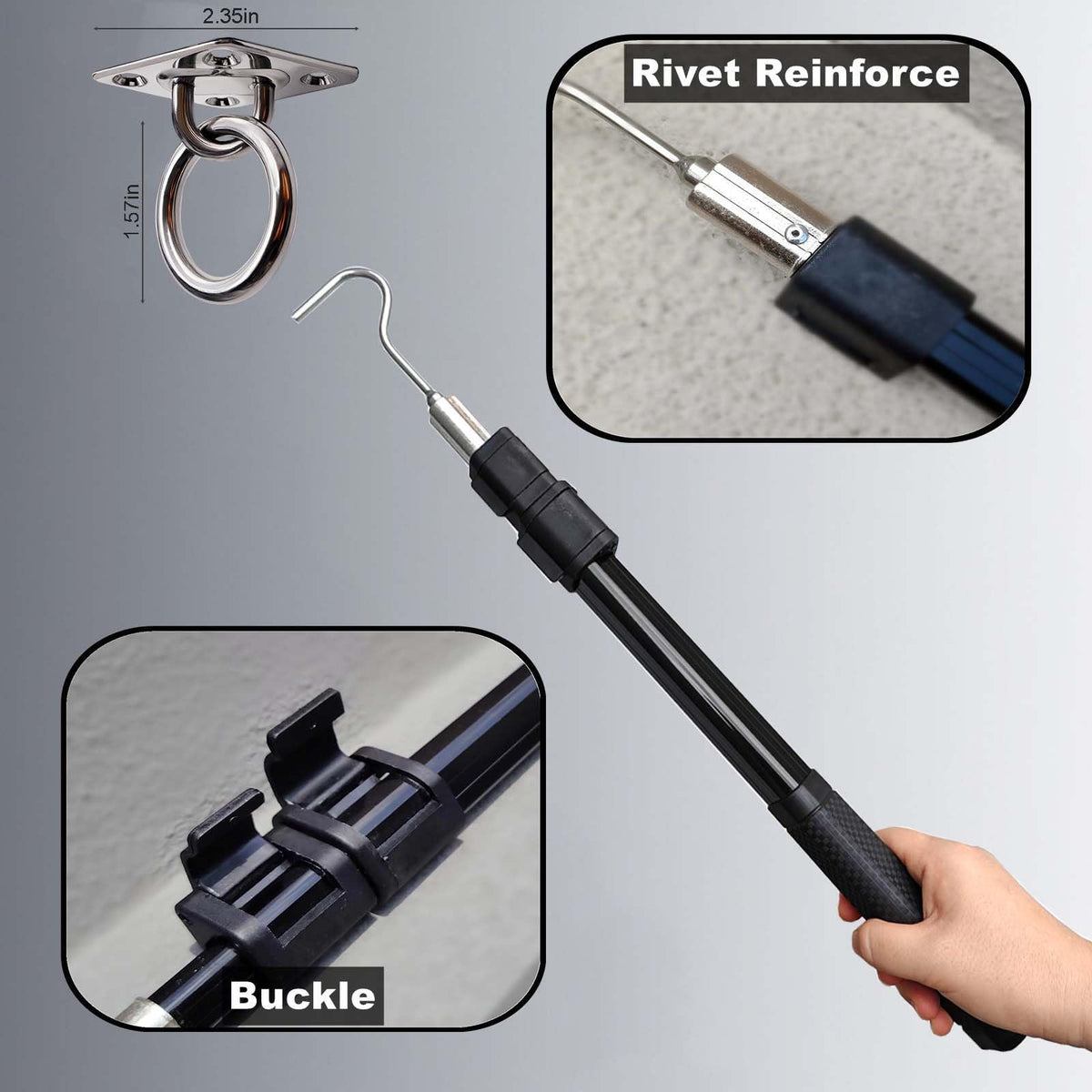 Bytcew stainless-steel ring handle providing a sturdy grip for pulls