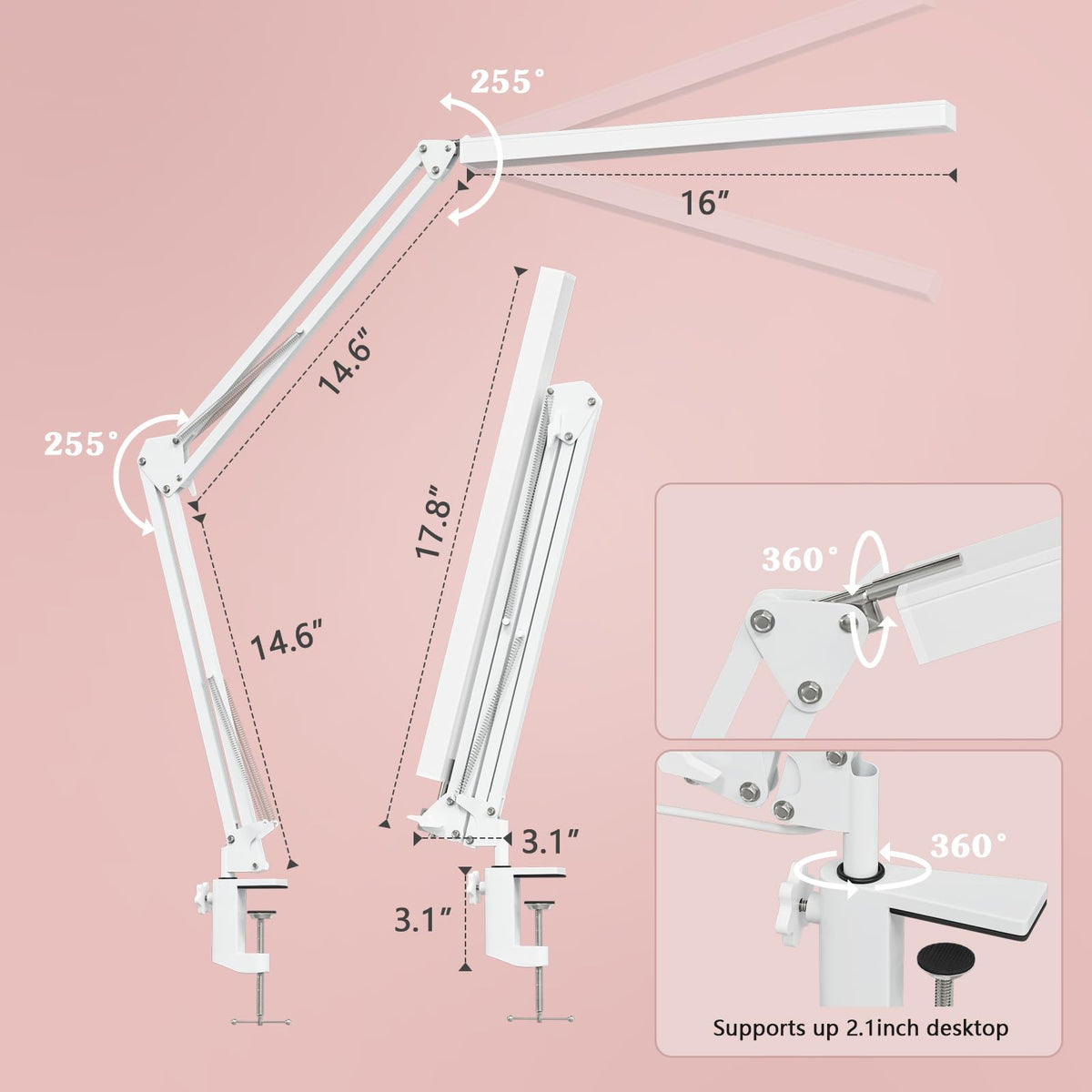 BZBRLZ LED desk lamp 360° rotating head enables versatile angles