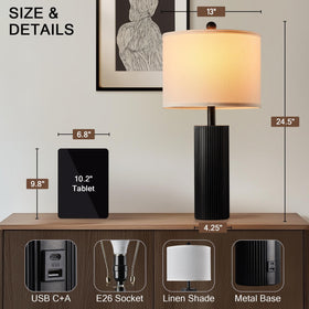 BZZMMB modern stripe table lamp adds living room ambiance.