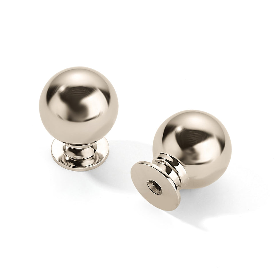 CABDM 10-pack 1-inch ball knob in polished nickel for durable kitchen and cabinet use.
